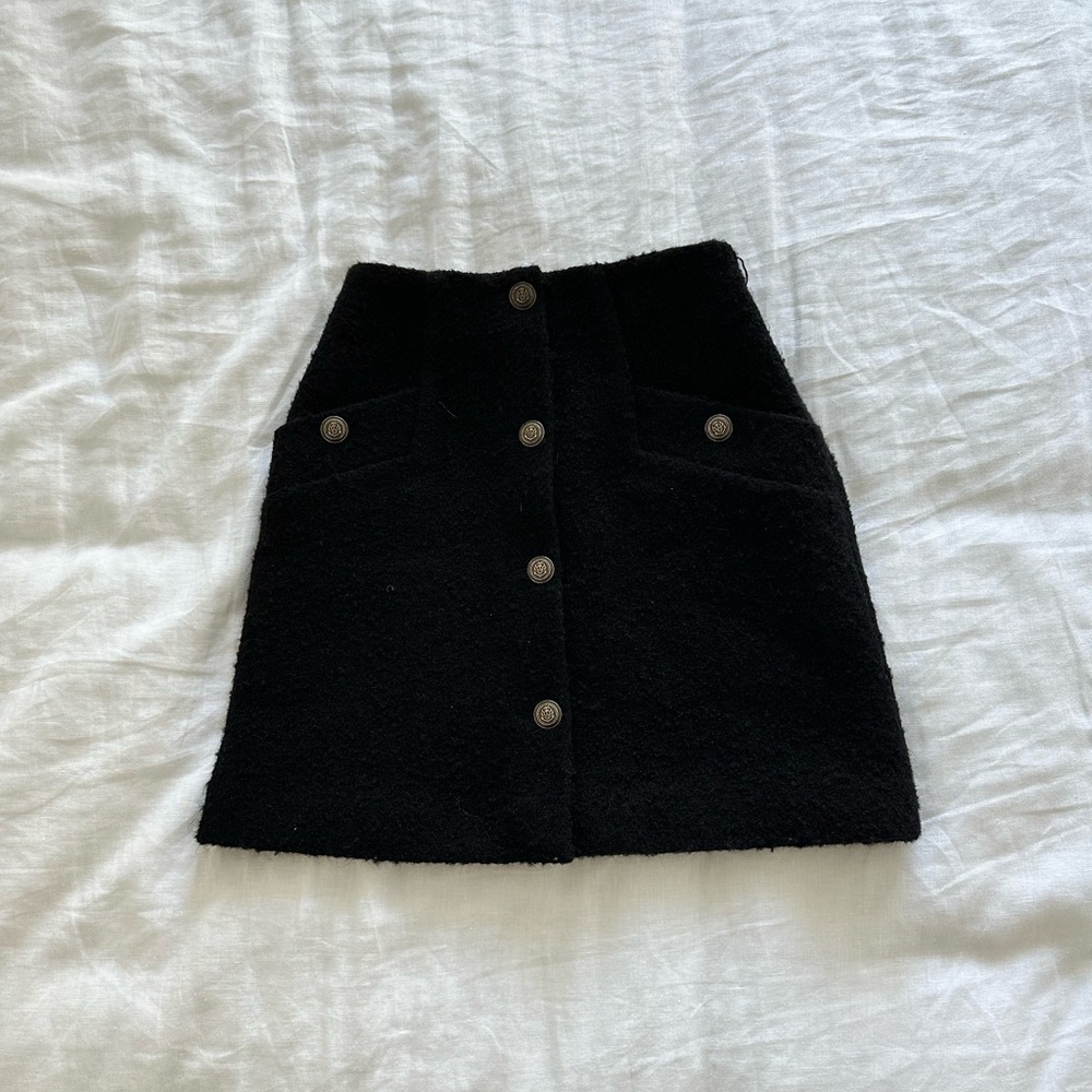 Sandro Black Bouclé Mini Skirt